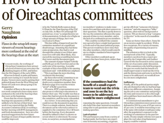How to sharpen the focus of Oireachtas Committees